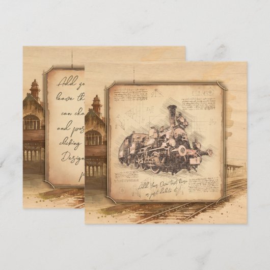  stoomtrein / locomotief Art. Driver Gift Feestdagenkaart (Voorkant / Achterkant)