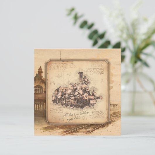  stoomtrein / locomotief Art. Driver Gift Feestdagenkaart (Staand voorkant)