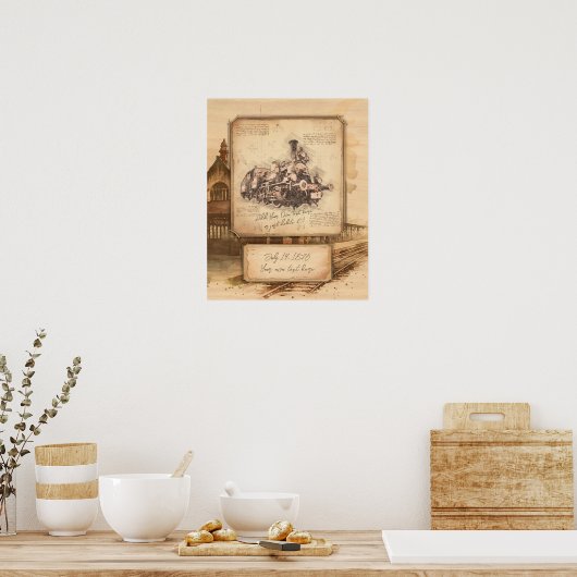 stoomtrein / locomotief Art. Driver Gift Poster (Keuken)