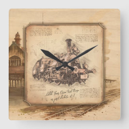 stoomtrein / locomotief Art. Driver Gift Vierkante Klok