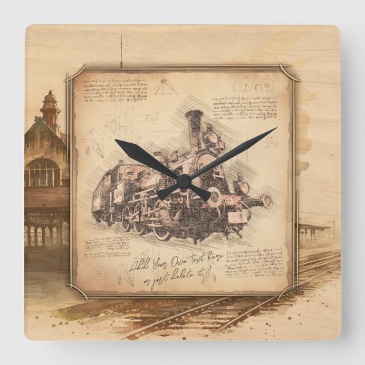  stoomtrein / locomotief Art. Driver Gift Vierkante Klok (Voorkant)