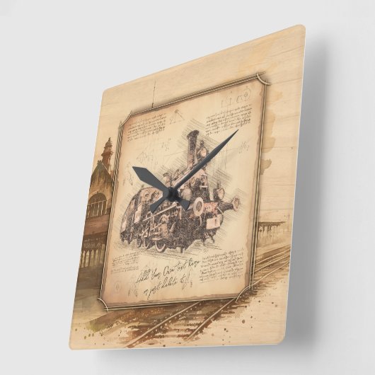  stoomtrein / locomotief Art. Driver Gift Vierkante Klok (Hoek)