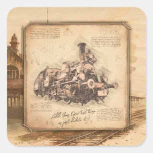 stoomtrein / locomotief Art. Driver Gift Vierkante Sticker