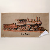 Stoomtrein locomotief - Jouw naam toevoegen - Strandlaken (Voorkant)