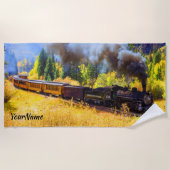 Stoomtrein locomotief - Jouw naam toevoegen - Strandlaken (Voorkant)