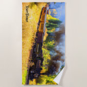 Stoomtrein locomotief - Jouw naam toevoegen - Strandlaken (Voorkant)