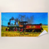 Stoomtrein locomotief - Jouw naam toevoegen - Strandlaken (Voorkant)