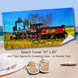 Stoomtrein locomotief - Jouw naam toevoegen - Strandlaken