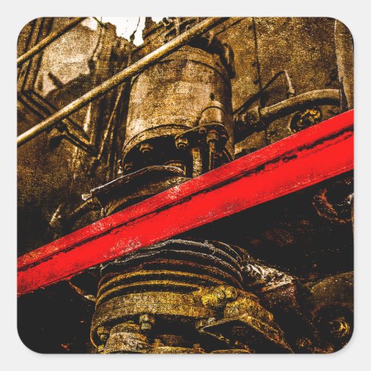  stoomtrein - luchtpomp vierkante sticker (Voorkant)
