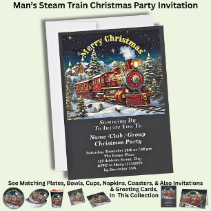 Stoomtrein Mannen-kerstfeest Kaart