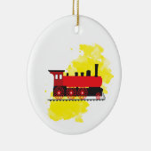 Stoomtrein met Waterverf Achtergrondontwerp Keramisch Ornament (Rechts)