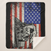 Stoomtrein motor op Amerikaanse vlag Sherpa Deken (Voorkant)