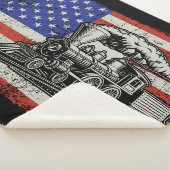 Stoomtrein motor op Amerikaanse vlag Sherpa Deken (3/4)