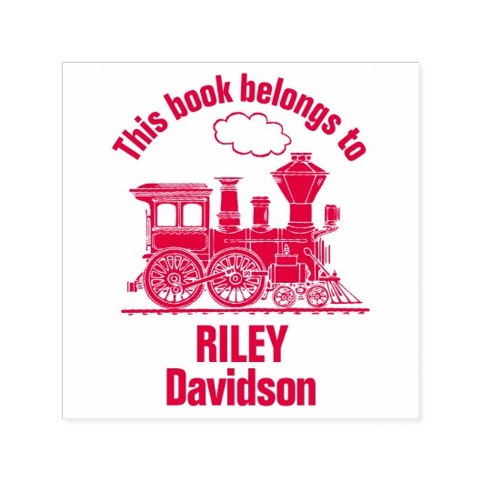 Stoomtrein naam kinder bibliotheekstempel  zelfinktende stempel (Design)