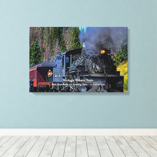 stoomtrein - Naam toevoegen Canvas Afdruk (Insitu (Houten vloer))