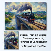 Stoomtrein op Bridge Painting Poster