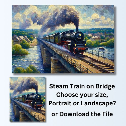 Stoomtrein op Bridge Painting Poster