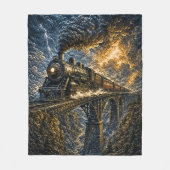 Stoomtrein op een Brug (3D-effect) Fleece Deken (Voorkant)