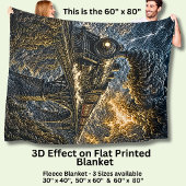 Stoomtrein op een Brug (3D-effect) Fleece Deken