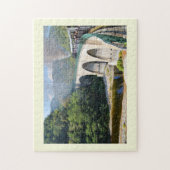 Stoomtrein op een brug legpuzzel (Verticaal)