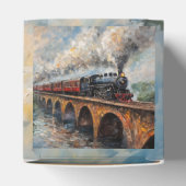 Stoomtrein op een brug - olieverfschilderij bedankdoosjes (Bovenkant)