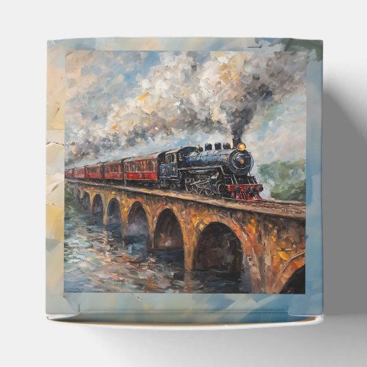 Stoomtrein op een brug - olieverfschilderij bedankdoosjes (Bovenkant)