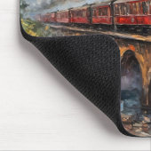 Stoomtrein op een brug - olieverfschilderij muismat (Hoek)