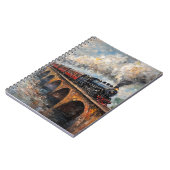 Stoomtrein op een brug - olieverfschilderij notitieboek (Linkerzijde)