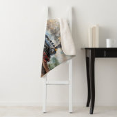 Stoomtrein op een brug - olieverfschilderij sherpa deken (In situ)