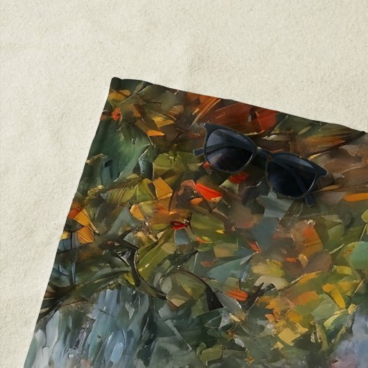 Stoomtrein op een brug - olieverfschilderij strandlaken (In situ)