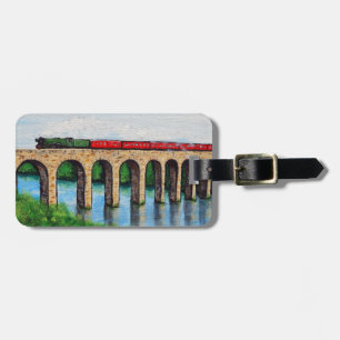 Stoomtrein op een schilderij van Viaduct Bagagelabel