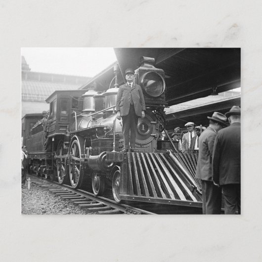 Stoomtrein op het station, 1923 briefkaart (Voorkant)