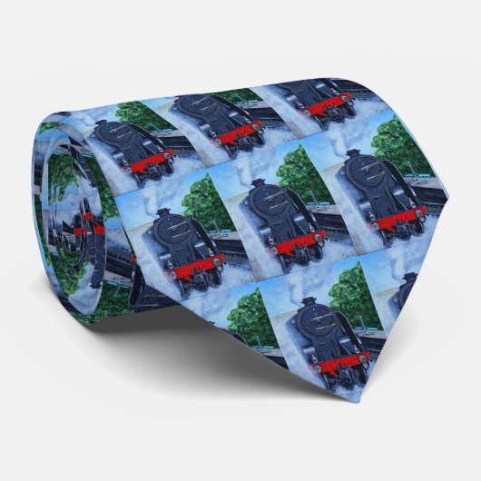 Stoomtrein op het station stropdas (Opgerold)