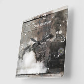  stoomtrein op maat vierkante klok (Hoek)