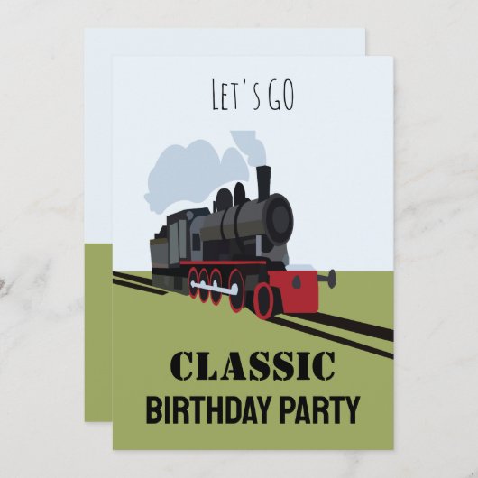  stoomtrein op spoorbaan Art Birthday Kaart (Voorkant / Achterkant)