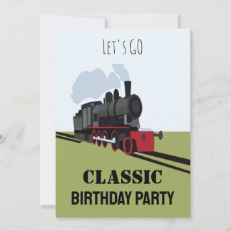  stoomtrein op spoorbaan Art Birthday Kaart