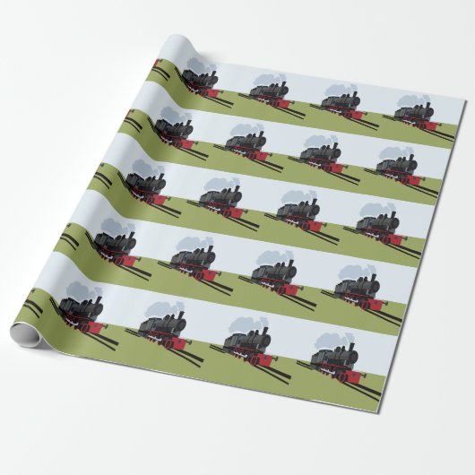 stoomtrein op spoorbaan Art Cadeaupapier (Uitgerold)
