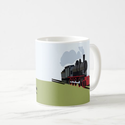  stoomtrein op spoorbaan Art Koffiemok (Voorkant rechts)