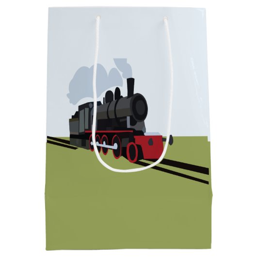 stoomtrein op spoorbaan Art Medium Cadeauzakje (Achterkant)