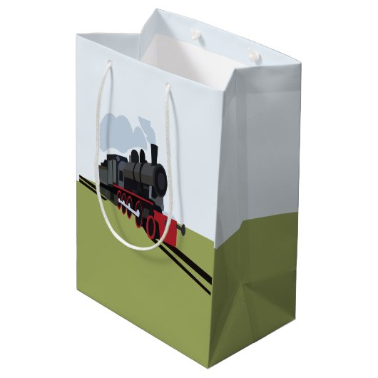  stoomtrein op spoorbaan Art Medium Cadeauzakje (Achterkant Gekanteld)