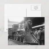 Stoomtrein op station, 1923 briefkaart (Voorkant / Achterkant)