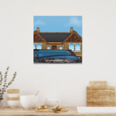  stoomtrein op station poster (Keuken)