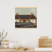  stoomtrein op station poster (Keuken)