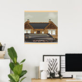  stoomtrein op station poster (Thuiskantoor)