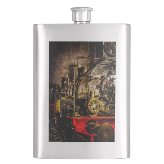 stoomtrein - Oude tijdopnemer Heupfles (Voorkant)