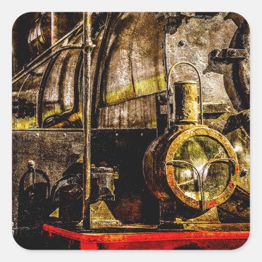  stoomtrein - Oude tijdopnemer Vierkante Sticker (Voorkant)