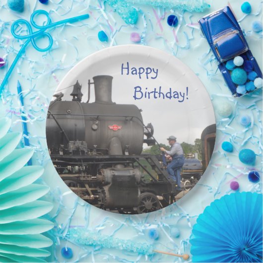  stoomtrein papieren bordje (Feest)