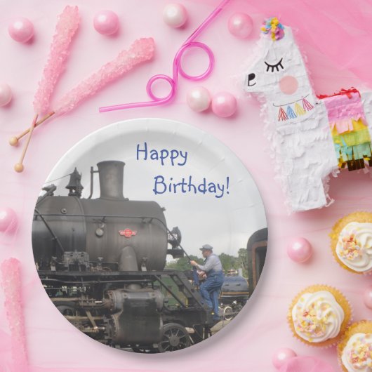  stoomtrein papieren bordje (Feest)