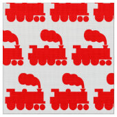Stoomtrein Patroon - Rood op Wit Stof (Close Up)