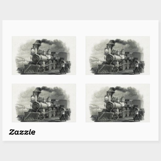  stoomtrein rechthoekige sticker (Vel)